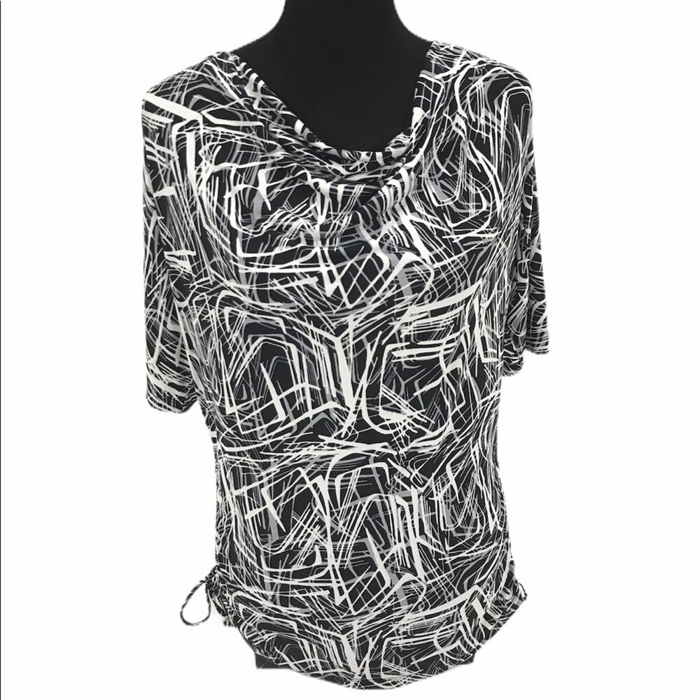 Nine West Blouse Black White Gray Size Medium